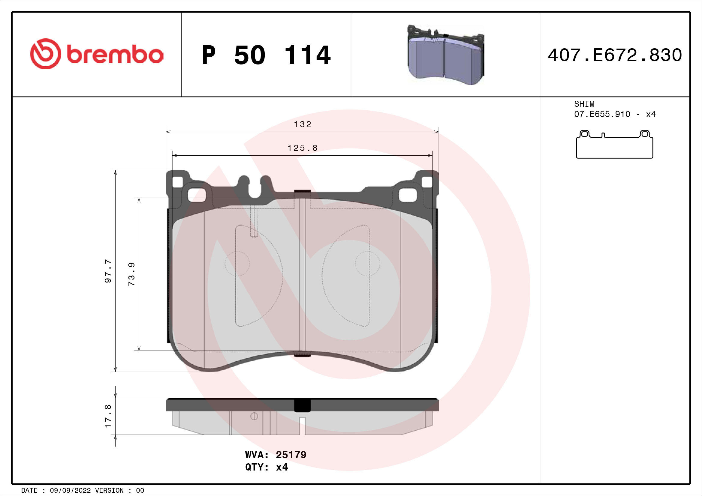 A.B.S. P 50 114 BREMBO Bremsbelagsatz, Scheibenbremse